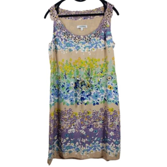Beth Bowley Silk Dress Women's 6 Sleeveless Floral Multicolor Tie Waist Casual - Picture 1 of 16